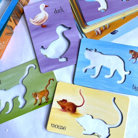 Lot of 2 Usborne Animal Stencil Cards And Salish Sea Flash Cards Educational - Picture 4 of 12